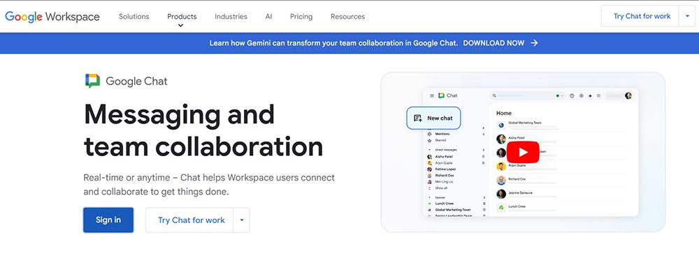 Google Chat Website